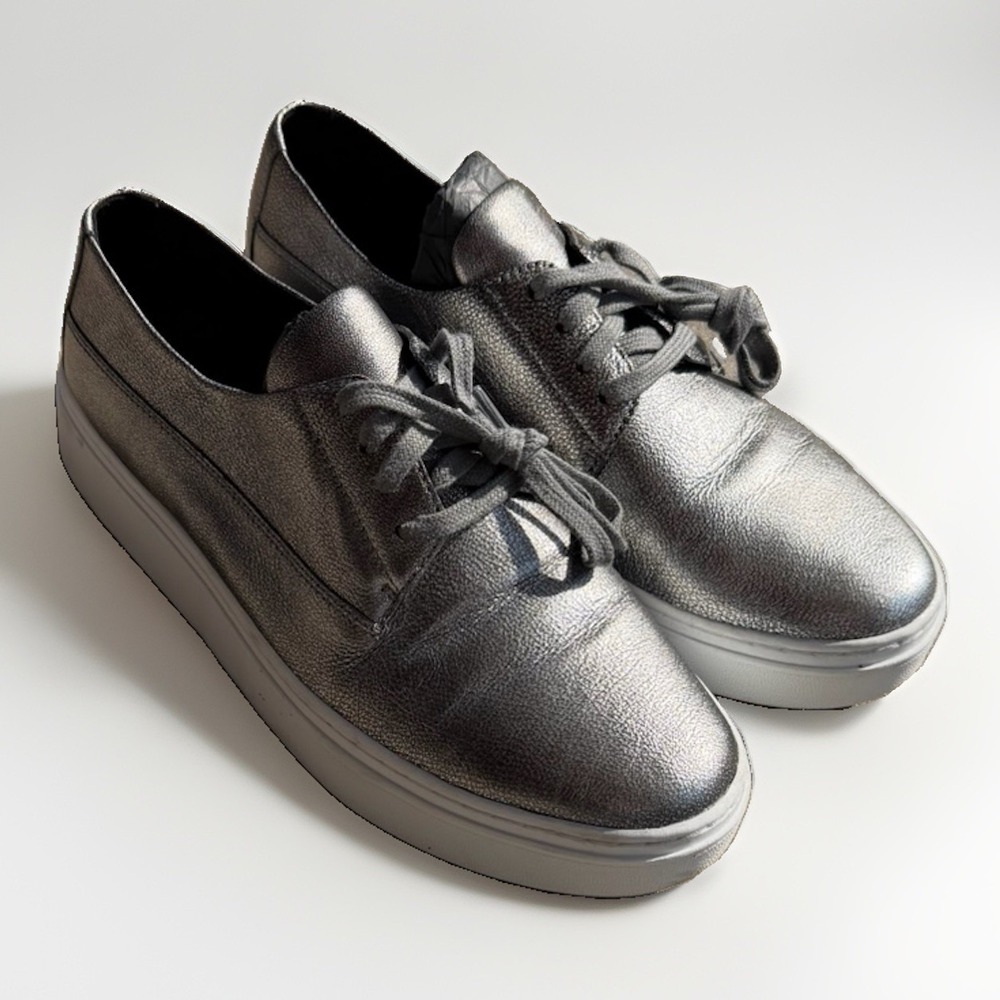 Eileen Fisher Prop Metallic Silver Platform Sneakers 8.5